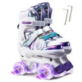 thumbnail image 1 of Patins à Roulettes à Double Rangée pour Enfants en Cuir PU Patins en Ligne Taille Ajustable 8 Roues Lumineuses Convenant aux Débutants, Tout-Petits, Garçons, Filles Cadeau, 1 of 8
