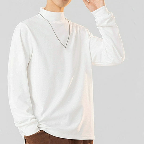 pstuiky camisas de hombre de manga larga, Blusas y camisas de cuello redondo de manga larga cálidas de color sólido casuales de moda para hombre camisetas de hombre m