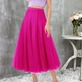 thumbnail image 2 of Clearance! Hontri Skirts for Women Women's Pleated Skirt Mesh Skirt Fairy Skirt Mid Length Long Skirt Dance Skirt Skirts for Women Hot Pink,L, 2 of 4