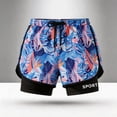 thumbnail image 4 of MYAOYI Mens 2 in 1 Tropical Swim Trunks Quick Dry Running Shorts with Compression Liner, 4 of 5