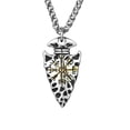 thumbnail image 2 of GKNET Viking Spear Head Compass Pendant Vintage Rune Stainless Steel Pendant Necklace-Silver, 2 of 5