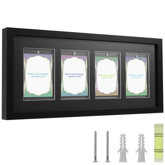 Ikoopy Baseball Card Display Case 4 Grids Trading Card Display Frame Wall Mounted Holder for Office Study Room Living Room