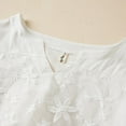 thumbnail image 5 of Women's Lace Embroidery Long Sleeve Loose Linen T-Shirt, V-Neck, Solid Color, Comfortable & Stylish, Various Sizes, 5 of 6