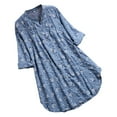 thumbnail image 2 of Blue Young Adult Tops Print TShirt Tops Womens Long Pleated Casual Blouse Floral Sleeve Women's Blouse Plus Size Tops for Women, 2 of 2