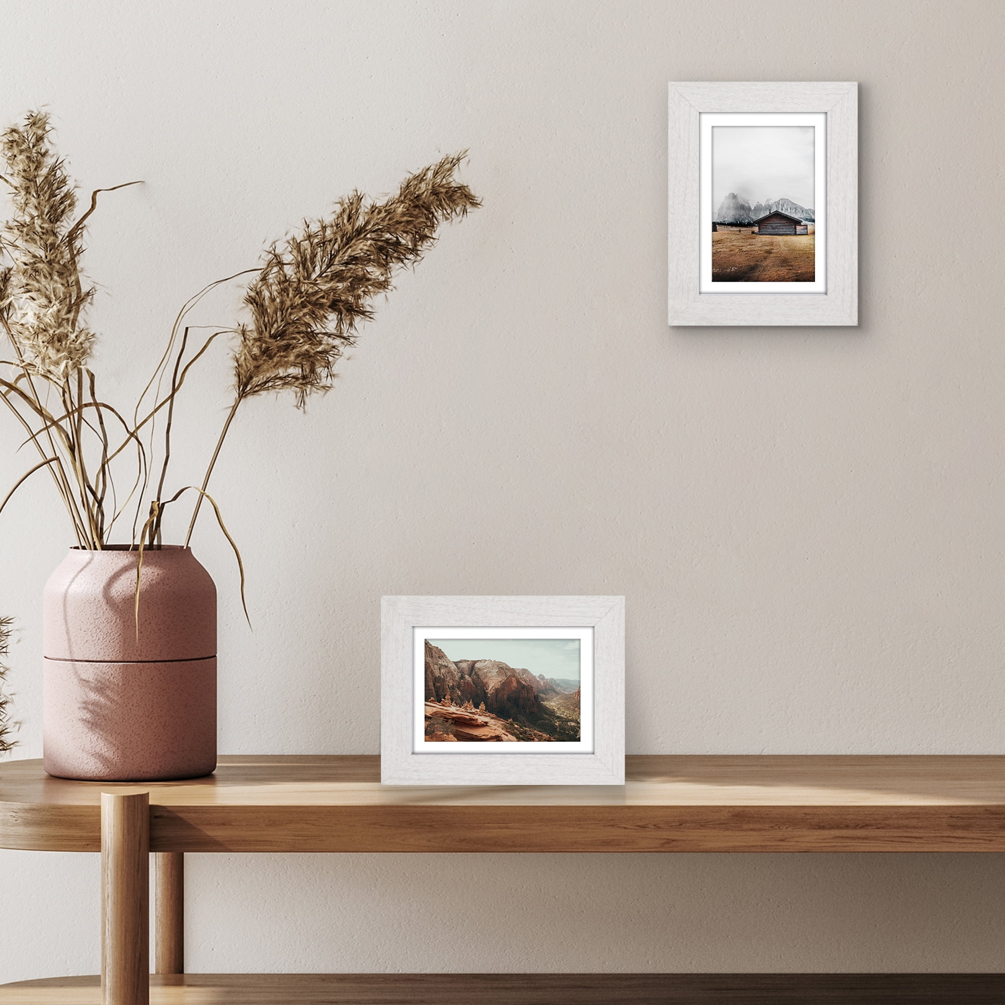Americanflat 5x7 Picture Frame with Shatter-Resistant Glass with 4x6 Mat Display Photo Hudson Wide - White