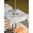 thumbnail image 2 of Outdoor Tablecloth with Umbrella Hole for Patio/Picnic/Party/Camping, Coastal Beach Waterproof Table Cloth Square Cover Washable, Summer Nautical Starfish Shell Wooden Gray Blue (54"x 54"), 2 of 9