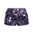 thumbnail image 4 of CIENVNSTG Women's Sparkly Shiny Sequin Shorts Elastic Waist Glitter Party Bottoms for Themed Costume Parties And Holiday Performance Outfits Purple Purple XXL, 4 of 7