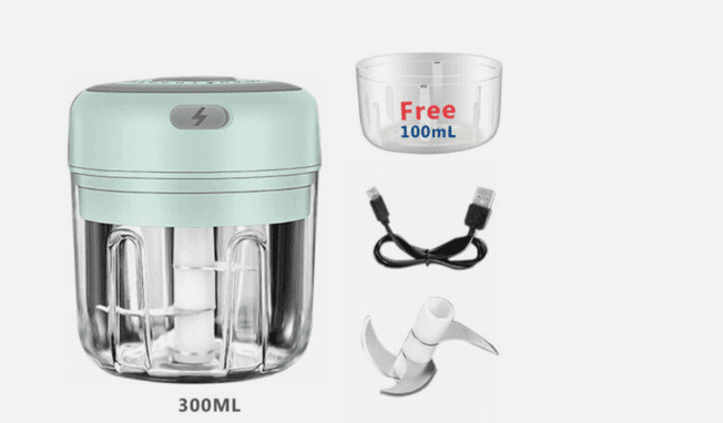 Electric 300ML Mini Garlic Chopper – USB Rechargeable Food Processor for Garlic, Chili, Onion, Fruits & Meat Mincer Blender