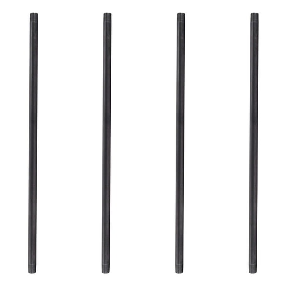 PIPE DECOR 3/4” x 72” Black Steel Plumbing Pipe, Pre Cut, Industrial Steel Grey Fits Standard 3/4 Inch Threaded Black Malleable Iron Fittings, Build Vintage DIY Furniture, 4 Pack
