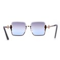 thumbnail image 2 of Womens Pearl Jewel Trim Upside Down Half Rim Rectangle Sunglasses Gold Black Blue, 2 of 4