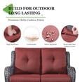thumbnail image 3 of Pocassy  Outdoor Loveseat Sofa 2-Seat PE Rattan Grey - Red, 3 of 5