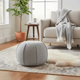 thumbnail image 3 of LR Home Small Solid Indoor Round Pouf, Light Gray, 18" x 18" x 14", 3 of 9