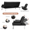 thumbnail image 6 of Giantex Modern Faux Leather Adjustable Metal Legs Futon Sofa Bed with 2 Cup Holders, Black, 6 of 7