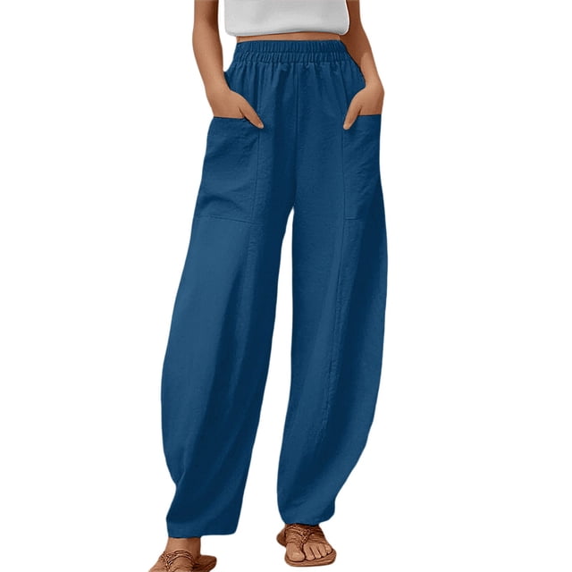 Pantalon Large Décontracté pour Femmes avec Poches - Léger, Respirant, Polyester, Adapté à Plusieurs Saisons