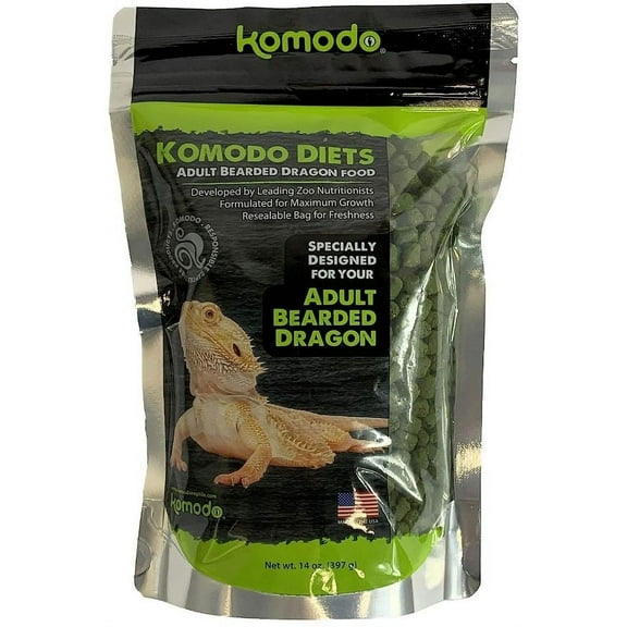 Komodo Diets Adult Bearded Dragon Pellet Food [Reptile, Foods Dry] 14 oz