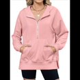 thumbnail image 1 of Sudadera de Algodón con Forro y Media Cremallera para Mujer, Cálida, de Invierno, con Bolsillo para el Pulgar Rosa XXL, 1 of 10