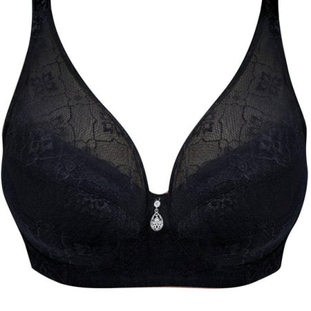 Lovzfmll Women s Bras New Fittness and Oversized Lingerie Large Cup Bra Sexy Lace Bra Plus Size Cotton Solid Color Lightweight Comfortable and Breathable Bra Everyday Bras Black XL