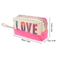 thumbnail image 2 of Unique Bargains 1 Pc Women Portable Vertical Stripes LOVE Makeup Bag for Travel Vacation Plush Rose Red, 2 of 3