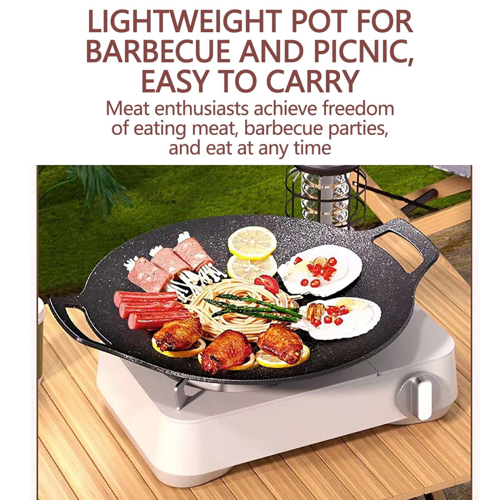 Vikakiooze Nonstick Round Griddle Grill Pan for n Bbq/Teppanyaki Pan, Tawa,  Roti Pan/Induction Ready/Made In ,Home 