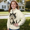 thumbnail image 3 of Chririnla Abstract Funny Cat Pattern Girls Basketball Sweatshirt Half Zip Pullover Sweatshirts Athletic Sportswear Top for Team Gym Sports Practice Size 5-6, 3 of 7