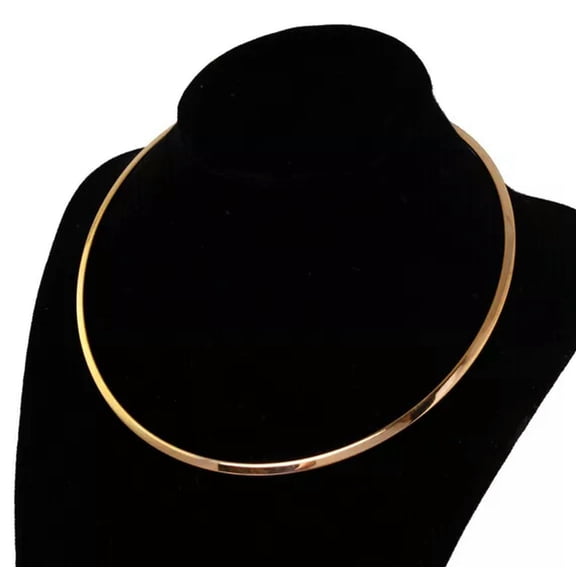 HOOUN 4mm Gold Stainless Steel Trendy Choker Collar Open Cuff Necklace Womens Necklace