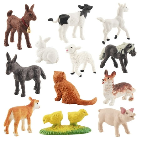 12Pc Farm Toys Figurines For Kids Home Decorate Preschool Educational Animal Models Realistic Hand Painted Plastic Christmas Party Supply