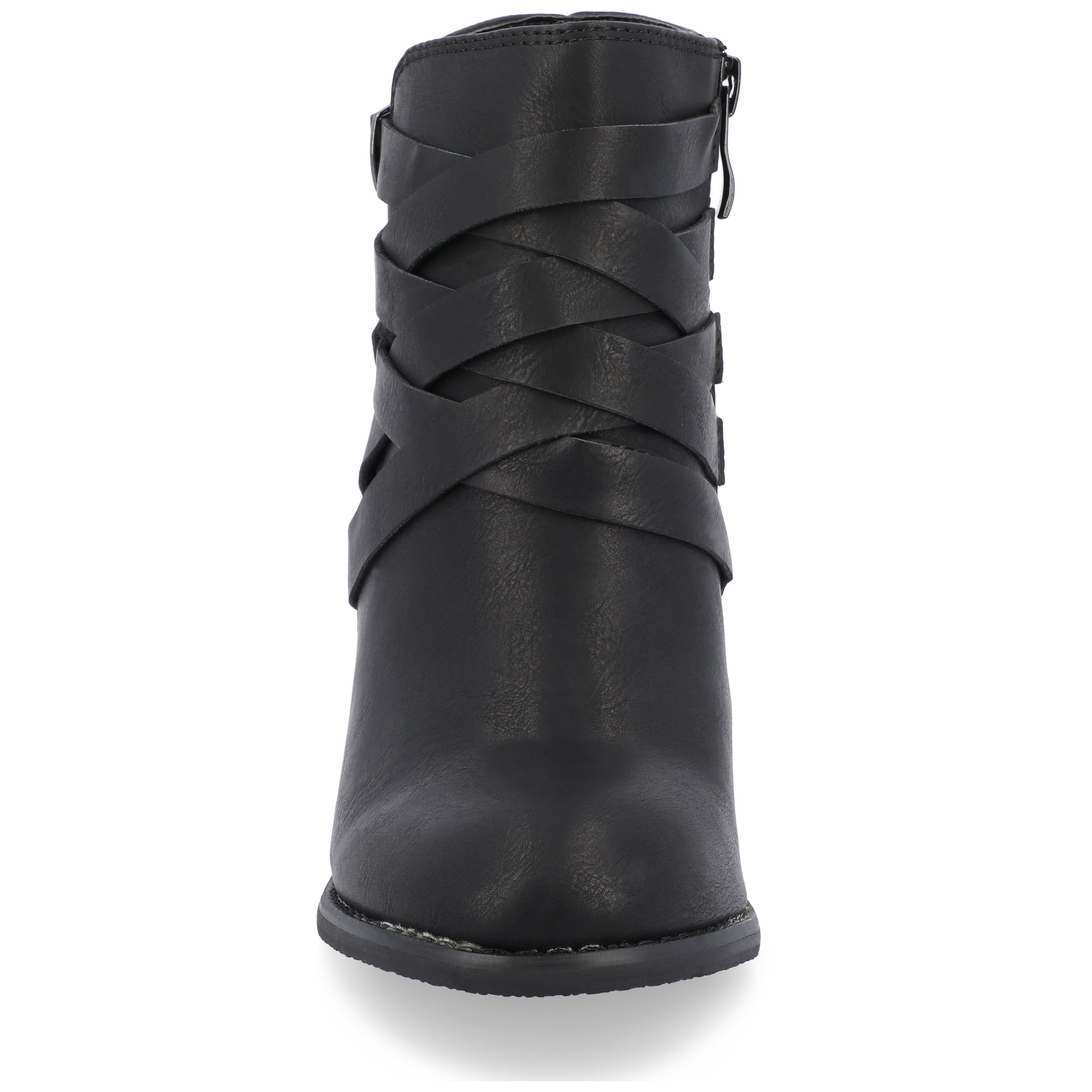 Journee Womens Strap Inside Zip Stacked Heel Booties, Widths Available