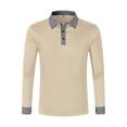 thumbnail image 5 of WTXUE Polos Long Sleeve, Lapel Golf Shirts for Men Spring Autumn Casual Button T Shirt Top Solid | Workwear for Men Khaki L, 5 of 6