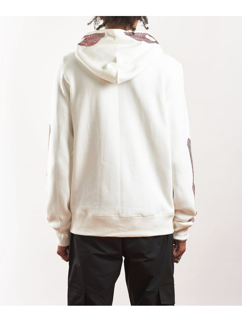 Skeleton Rhinestone Full Zip Hoodie - White - Walmart.com