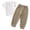 O10-Brown, variant on Toddler Outfits For Boy 18-24 Months Short Sleeve Button Tops Pants 2 Pieces Solid Color Coordinates Match Set Casual Playsuit Brown