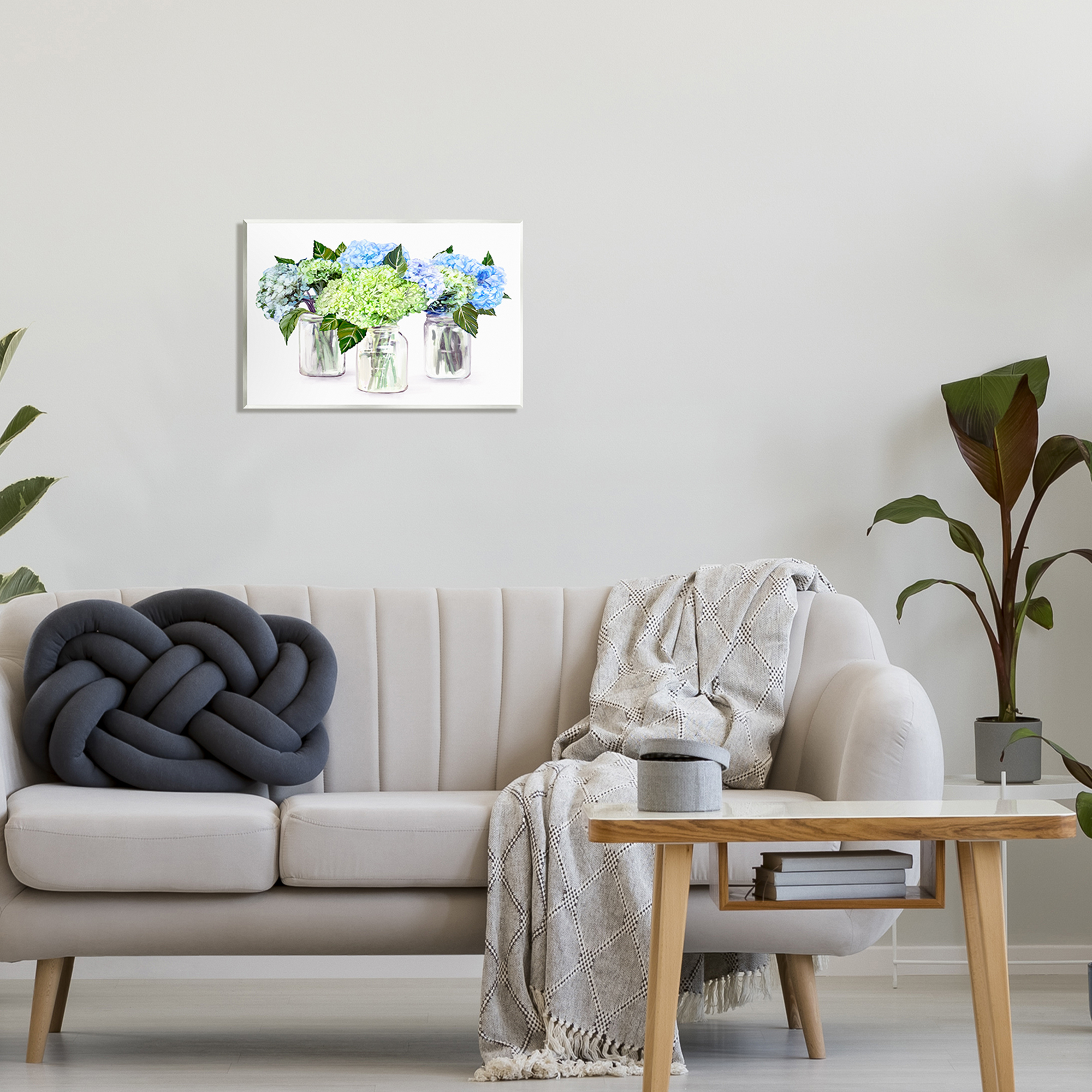 Stupell Varied Floral Hydrangea Jars Botanical & Floral Painting Wall Plaque Unframed Art Print Wall Art