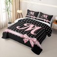 thumbnail image 3 of Manfei Dreamy Princess Bowtie Bed Spread Queen,Personalized Letter M Gifts Queen Coverlet Set,3pcs,1 Quilt and 2 Pillowcases, 3 of 7