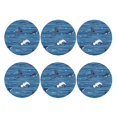 thumbnail image 2 of Pofeuu Sharks on White Blue Striped Print Leather Coasters Set of 6, Round Cups Mugs Mat Pad for Home Kitchen Heat Resistant Drink Coasters,Round Shape, 2 of 7
