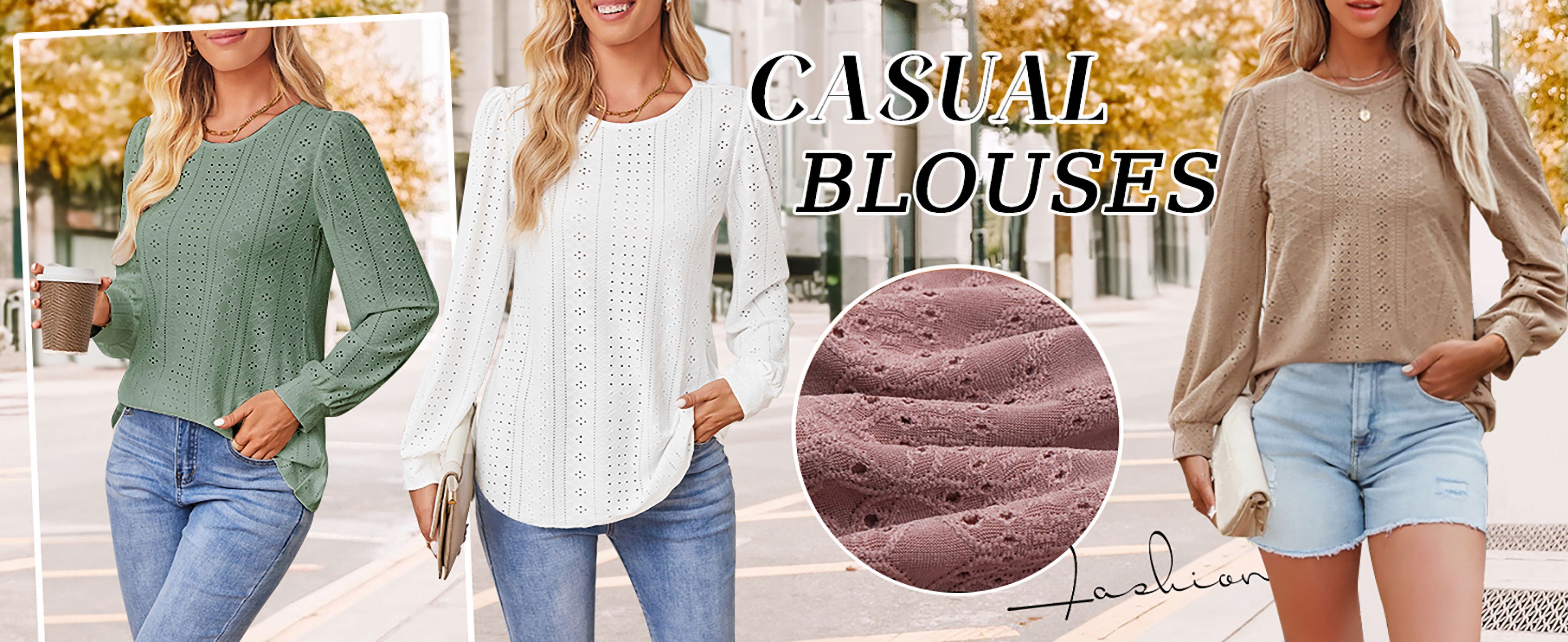 Fantaslook Women's Eyelet Long Sleeve Blouse photo 6
