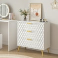 thumbnail image 5 of Nightstand Table with 3 Drawers, Honeycomb Pattern Wooden Side Table with Storage, Office File Cabinet, side table for Bedroom, Bedroom, Hallway, Hotel Bedside Table/Wardrobe Organizer, 5 of 7