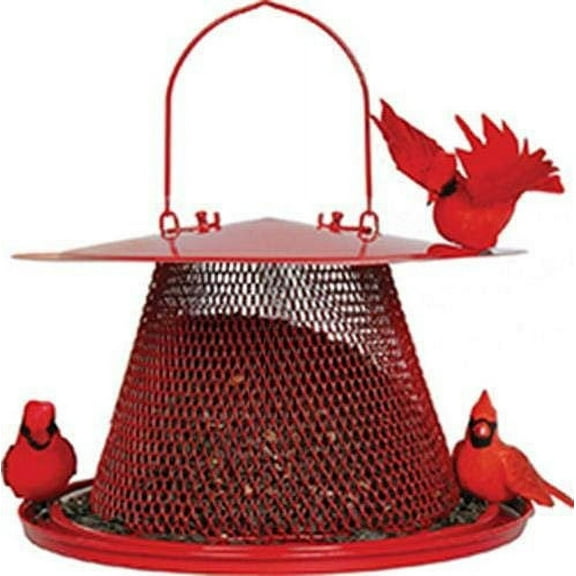 Perky-Pet Squirrel Proof circular seed tray Bird Feeder, Red