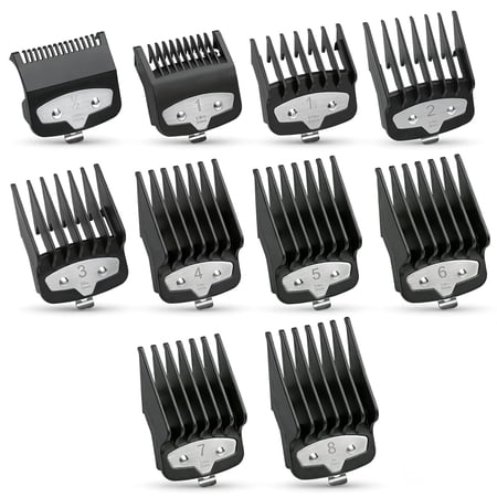 10-Piece Clipper Guard Set, Black Professional Clipper Guard Set Compatible with Most Wah*l Clippers (1.5-25mm)