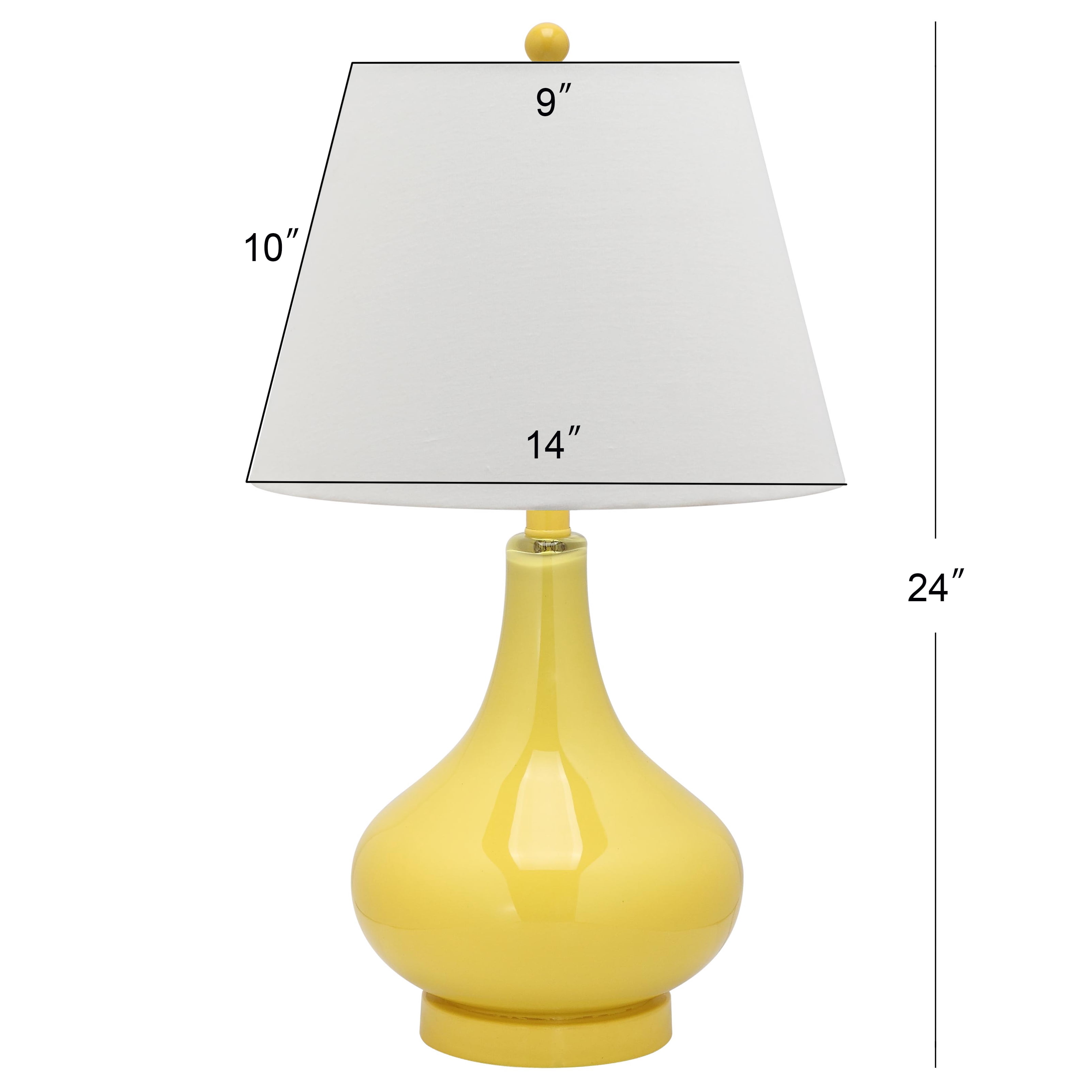 SAFAVIEH Amy 24 in. Yellow Glass Table Lamp with Off-White Cotton