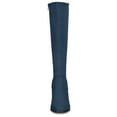 thumbnail image 2 of BLISSFUL STEP Women's Knee High Boots Side Zipper Faux Suede Block Chunky Heels Navy Blue 8, 2 of 7