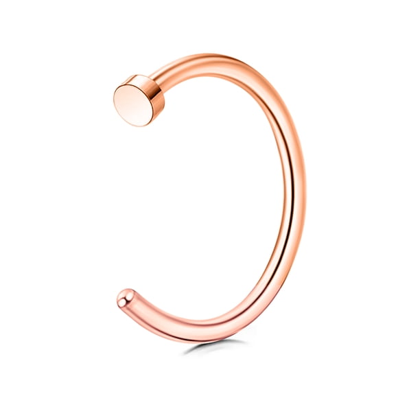 Xiao Hua aros de acero quirúrgico de titanio unisex para la nariz, abiertos, de 8 mm, color oro rosa.