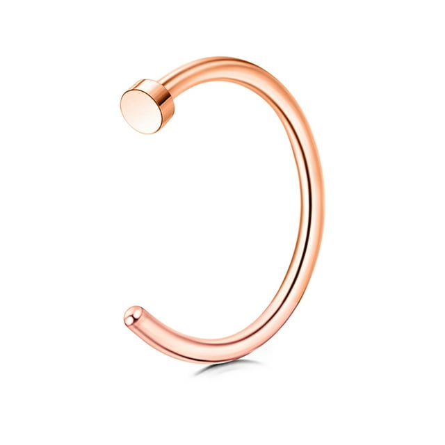 Xiao Hua aros de acero quirúrgico de titanio unisex para la nariz, abiertos, de 8 mm, color oro rosa.