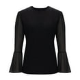 thumbnail image 5 of BLVB Womens 3/4 Sleeve Sparkle Mesh Top Blouses Casual Shirts Crewneck Glitter Night out Tops for Elegant Evening, 5 of 7