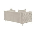 thumbnail image 3 of Pemberly Row Chesterfield Button Tufted Velvet Fabric Modern Loveseat-Beige, 3 of 6