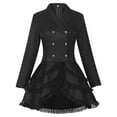 thumbnail image 5 of BLTIBY Womens Gothic Stage Dress Lapel Button Court Costum Elegant Lace Lace Solid Irregular Lace Hem Dresses Halloween Outfits Black XL, 5 of 9