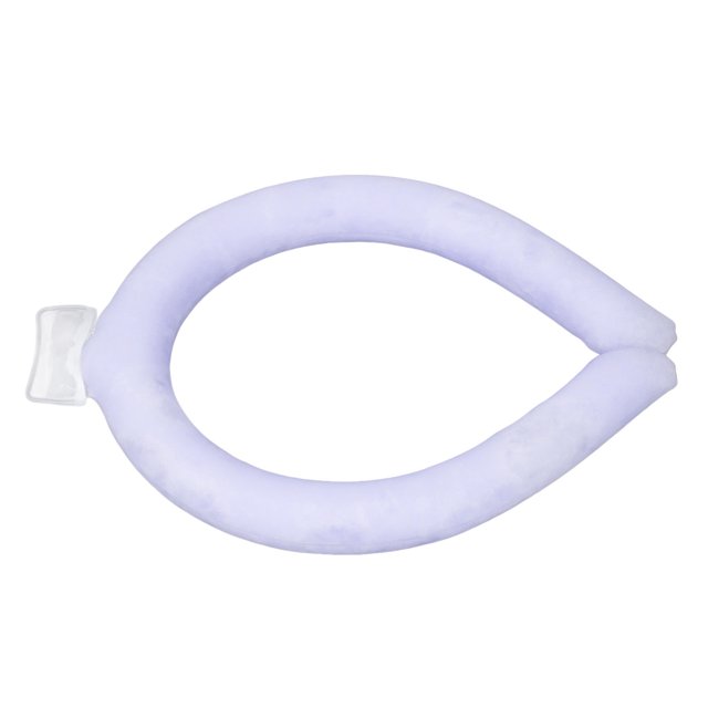 Tube de Refroidissement Portable pour le Cou par Ymiko, un Anneau de Cou Réutilisable en Glace Conçu pour le Soulagement de la Chaleur Estivale. Fabriqué à Partir de Matériaux TPU et PCM, Il Présente un gel à Congélation Rapide Qui Reste Frais pendant 2-4 Heures. l'Enveloppe Rafraîchissante Violet Pâle Convient à une Utilisation Intérieure et Extérieure, Offrant un Refroidissement Durable Sans Risque d'Engelures. l'Image Montre l'Enveloppe de Cou en Forme Circulaire avec une Finition Lisse.