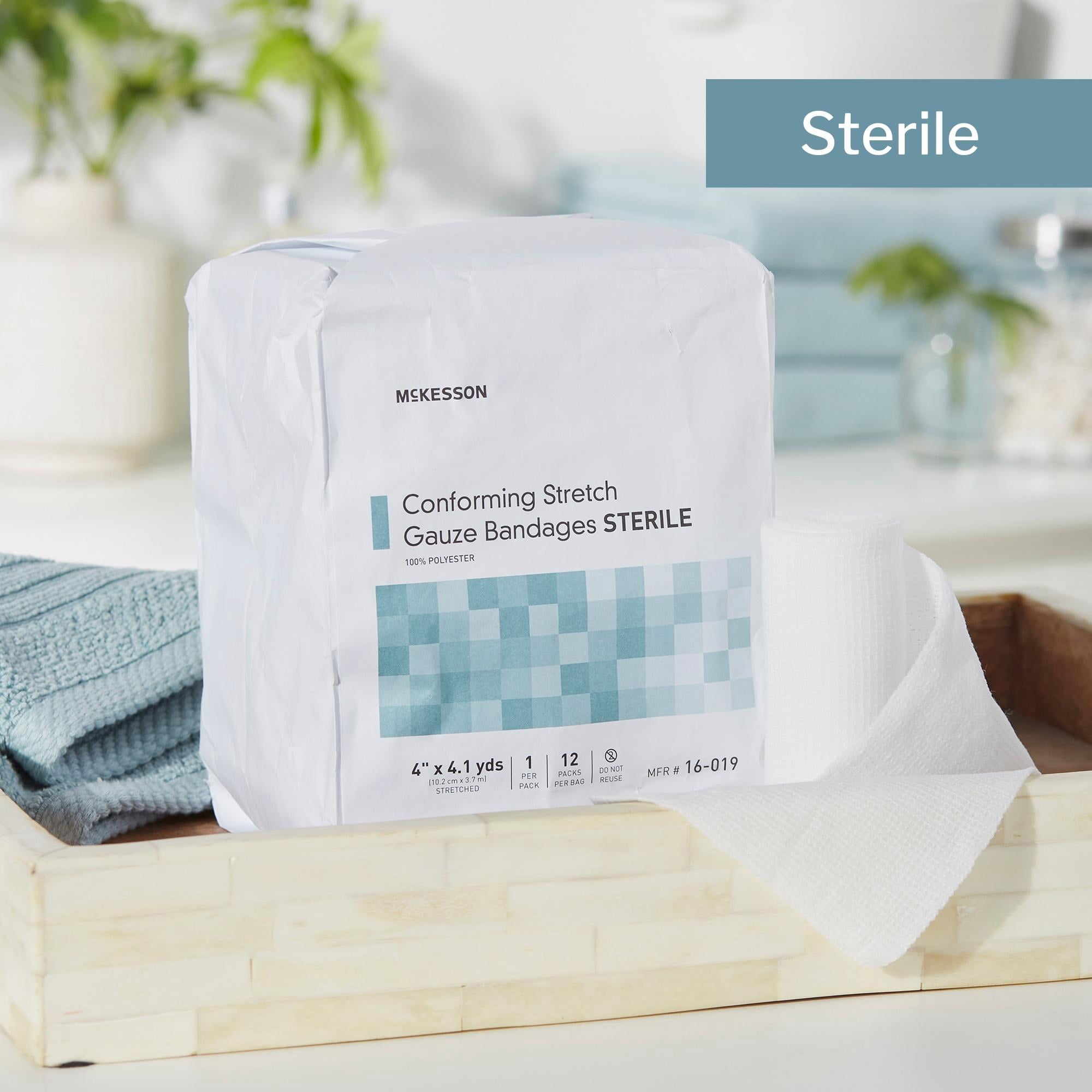 McKesson Conforming Stretch Gauze Bandages, Sterile - 4 in x 4.1 yd, 96 Ct