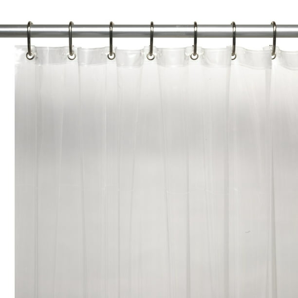 10 Gauge Vinyl Shower Curtain Liner, Extra Long Black Vinyl Shower Curtain