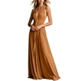 thumbnail image 5 of Karymi Halter Deep V Maxi Dress, Sleeveless Twist Front High Slit Backless Flowy Vacation Evening Gown Summer Dress, 5 of 6