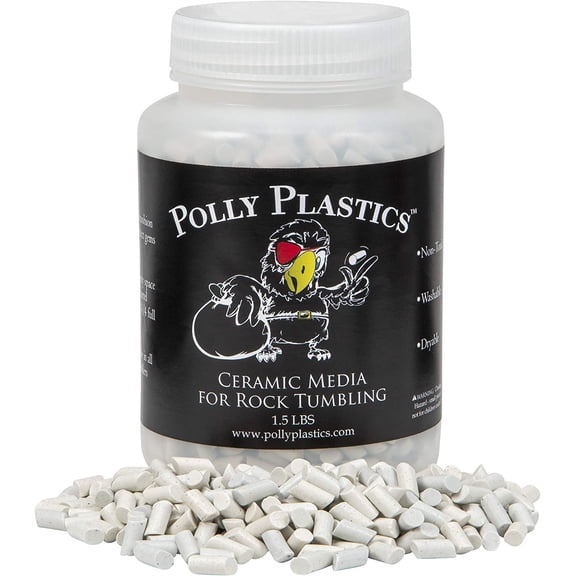 Polly Plastics Rock Tumbling Ceramic Filler Media (Small Cylinder Size) Non-Abrasive Ceramic Pellets for All Type Tumblers (1.5 lbs)