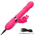 thumbnail image 3 of CalExotics Enchanted Kissing Butterfly Rechargeable Silicone Thrusting and Rotating Rabbit Vibrator with Clitoral Stimulator, Pink, 3 of 9